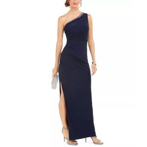 BOGO Adrianna Papell One-Shoulder Jersey Gown Nwot $189